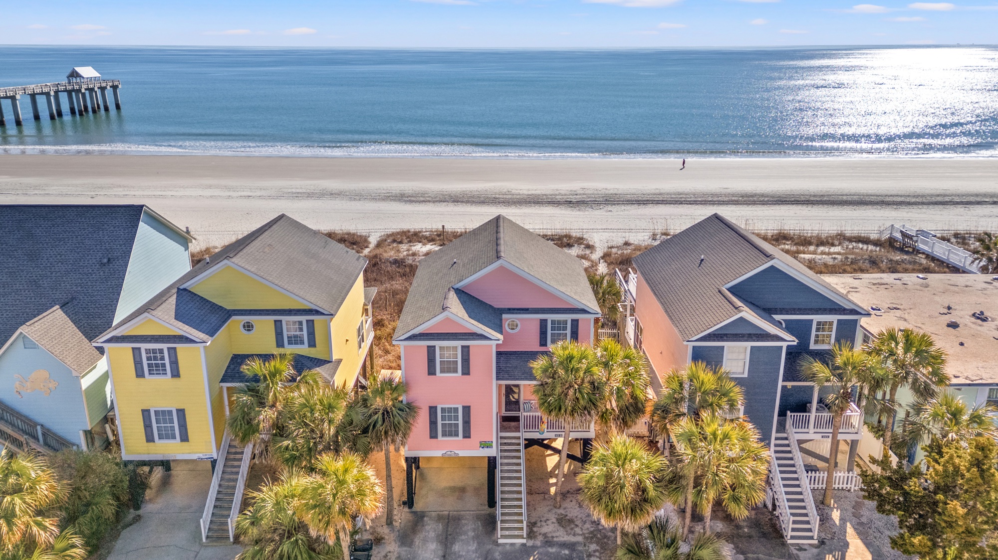 Aerial view of Southern Star with Surfside Pier