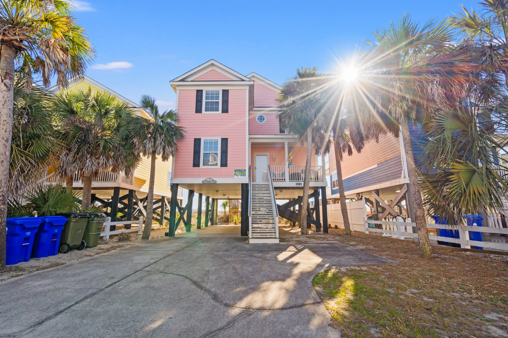 Private boardwalk to beach with Surfside Pier